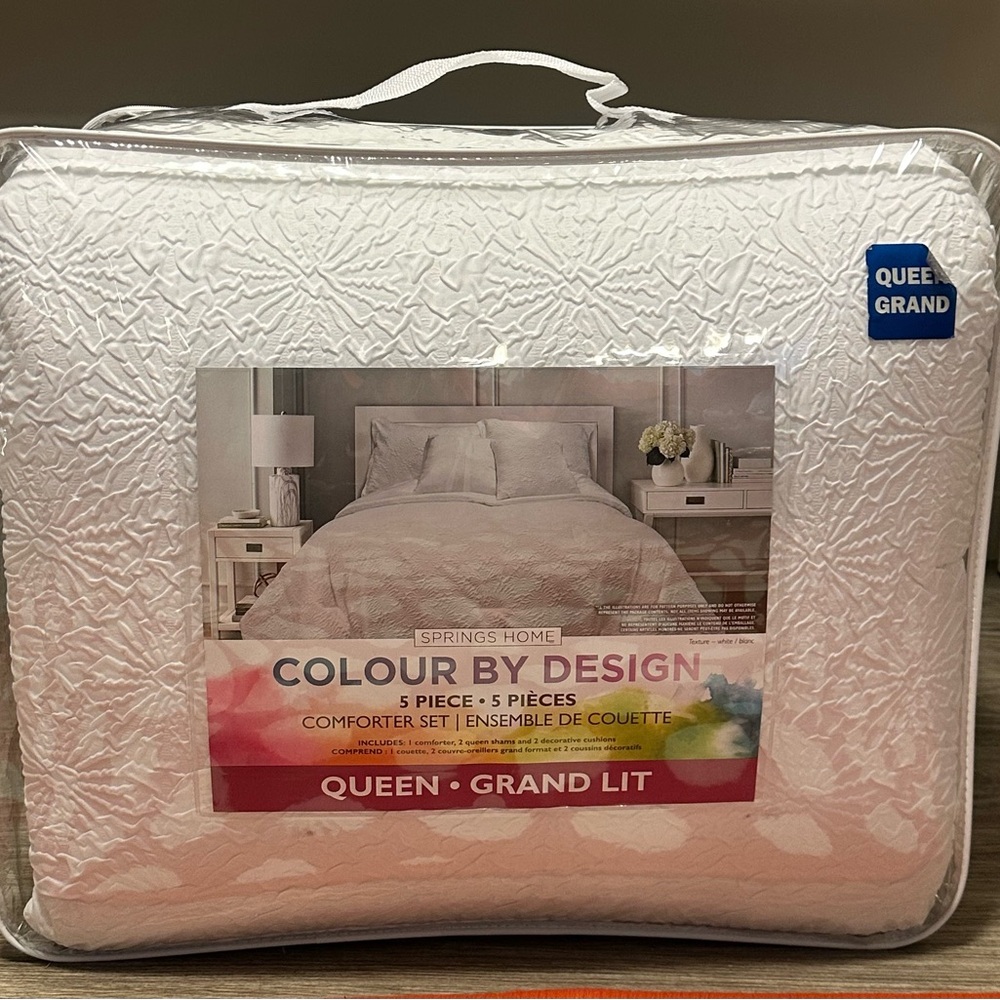 Springs Home "Colour by Design" 5-piece Queen size comforter set in white.